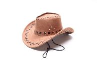 Cowboyhut aus Kunstleder, braun, mit Ziernaht