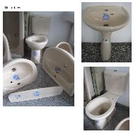 Sonderposten 5-teiliges KERAMAG Bad-Set in Creme-Farbe Waschbecken+Kombi-WC+Spülkasten+Ablage+Standsäule