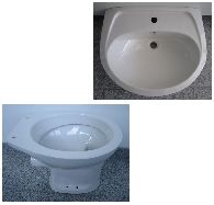 Sonderposten Marken BAD-SET Waschbecken 60cm + WC in Weiss
