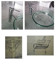 Luxurious designer washbasin sets of glass with accessories and fittings