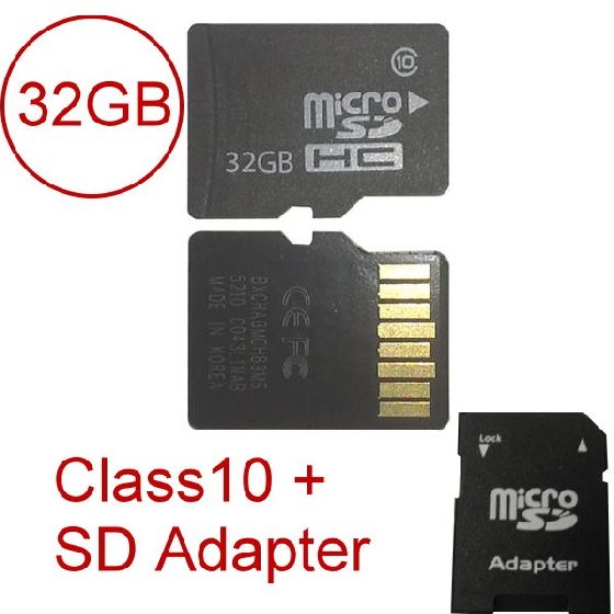 Micro SD 32GB Class 10 + SD Adapter SDHC *NEU* Lagerw.