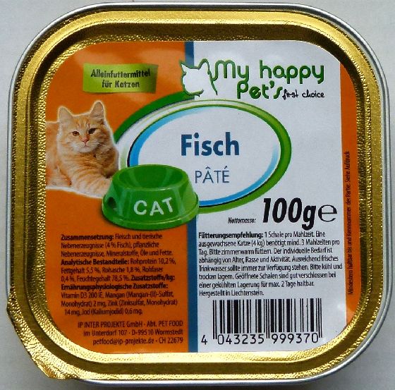 My happy pet's Alleinfutter für Katzen Fisch 100 g Schale