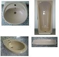 Sonderposten 4-teiliges Marken BAD-SET in Beige Badewanne+Waschbecken+Bidet+Ablage