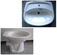 Sonderposten Marken BAD-SET Waschbecken 55 / 65cm + WC in Weiss