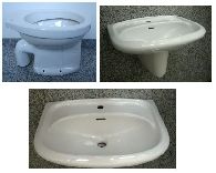 Sonderposten SPHINX Bad-Set Waschbecken+Halbsäule+WC in Weiss
